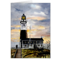 mountauk point lighthouse new york greeting cards