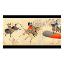 Mounted Archery Chasing Dogs circa 1896. Japan. Business Card Templates