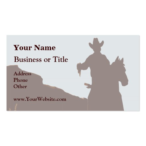 Mounted Cowboy on Horse Western Business Cards (back side)
