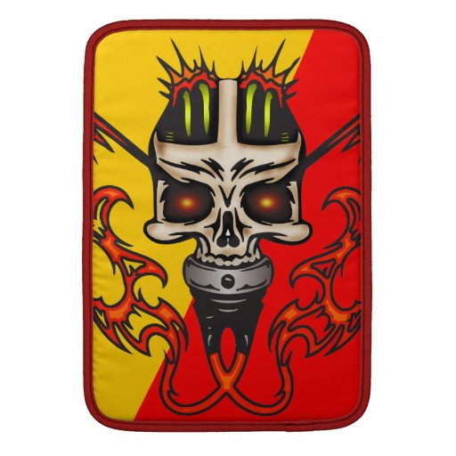 Mounted Cyborg Skull with Flames Sleeve For MacBook Air