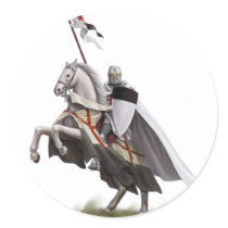 Mounted Knight Templar Round Stickers