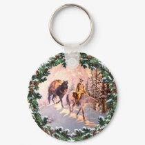 MOUNTIAN MAN & WREATH by SHARON SHARPE keychains by sharonsharpe MOUNTIAN MAN & WREATH by SHARON SHARPE keychains