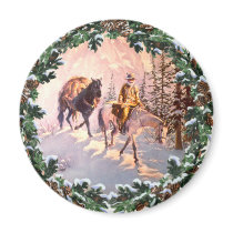 MOUNTIAN MAN & WREATH by SHARON SHARPE magnets by sharonsharpe MOUNTIAN MAN & WREATH by SHARON SHARPE magnets