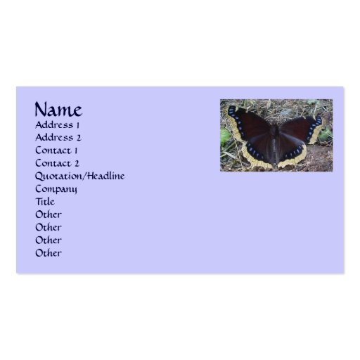 Mourning Cloak Butterfly Business Cards (front side)