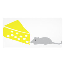 mouse and cheese icon personalized photo card