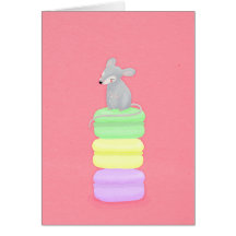 mouse and macarons note card