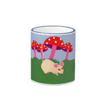 Mouse and Mushroom Cartoon Art Coffee Mug