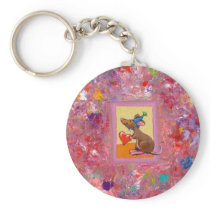 Mouse art - fun generous heart love sharing key chain