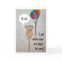 Mouse Belated Birthday Balloons Carried Away Card