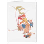 Mouse & Fairies Playing Leapfrog Card