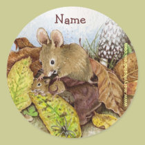 Mouse Family in the Leaves customizable stickers stickers
