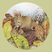 Mouse Family in the Leaves stickers