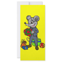 Mouse Holding Gifts Rack Card Design