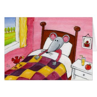 Mouse in Bed - Get Well Card