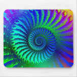 Mouse Mat Psychedelic Fractal blue terquoise green