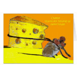 Mouse moving house greeting cards