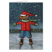 Mouse on Skates: Snow: Happy Birthday Super Star! Greeting Card