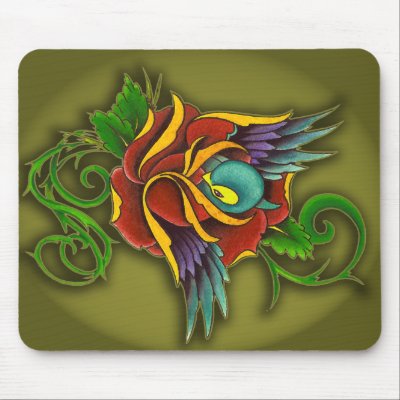 tattoo design, mouse pad,original art. original was watercolor