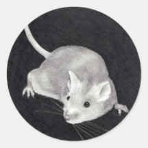 MOUSE: PENCIL REALISM ART ROUND STICKER