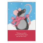 Mouse Playing in Snow Festive Season Card cards