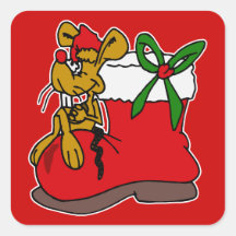 Mouse sleeping on santas shoe stickers