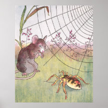 Mouse, Spider and Web in the Meadow Print