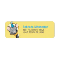 Mouse Wearing a Party Hat Return Address Label