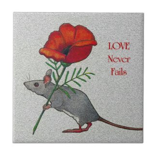 Mouse With Flower: Love Never Fails: Color Pencil