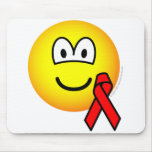 Aids awareness emoticon Red ribbon  mousepad