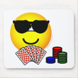Poker emoticon sunglasses  mousepad