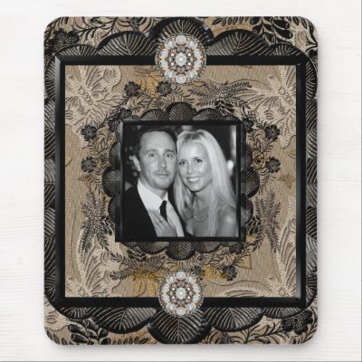 Mousepad Add Photo Black Brown Lace Frame by Zizzago