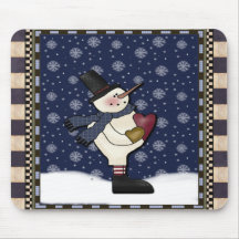 Mousepad - Big Heart Christmas Snowman