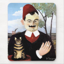 Mousepad: "Man & Cat" by Henri Rousseau by Aquavel Mousepad: "Man & Cat" by Henri Rousseau