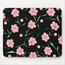 Mousepad Pink Flowers Black ZIZZAGO