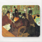 standard_mousepad - This is a reproduction of the famous painting "At the   Rouge,"  painted 1892/1895 by the French art master, Henri de Toulouse-Lautrec.  Henri de Toulouse-Lautrec was a famous Post-Impressionist painter, lithographer, and illustrator, who documented the Bohemian night life of the Montmartre section of Paris, focussing on the   Rouge and other dance halls, along with the theatre and the circus.  "At the   Rouge" is a wonderful example of his work.