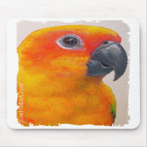 Mousepad - Sun Conure Parrot by pawtraitart Mousepad - Sun Conure Parrot