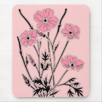 Mousepad Vintage Art Pink Poppies by Zazzle_Vintage Mousepad Vintage Art Pink Poppies