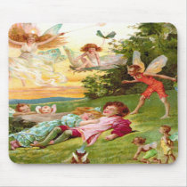 Mousepad-Vintage Valentine's Fairy elves love by forbes1954 Mousepad-Vintage Valentine's Fairy elves love