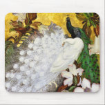 Mousepad: White and Blue Peacocks mousepads