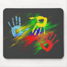 Mousepad with hand prints
