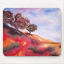 Mousepad with Red Tree Landscape Painting