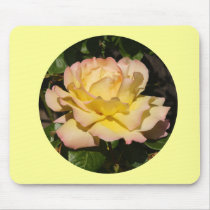Mousepad, "Yellow-Pink Rose in Circle" P-1