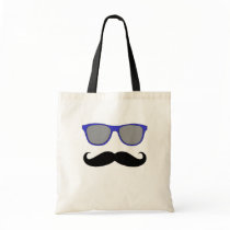Moustache and Blue Sunglasses Humour Canvas Bag