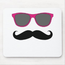 Moustache and Pink Sunglasses Humour Mouse Pad