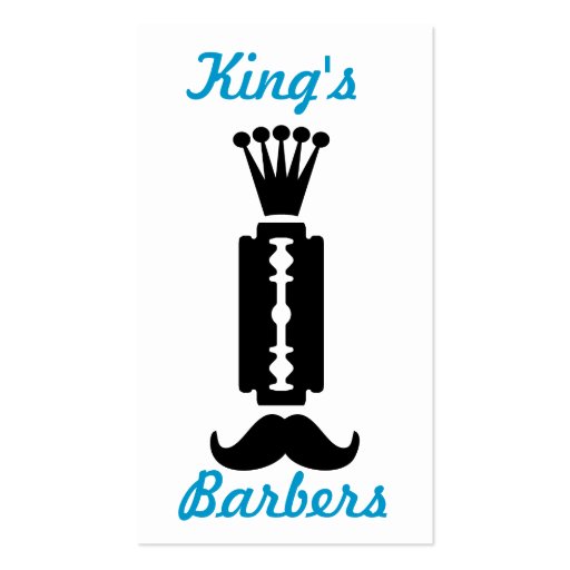 Moustache and razor themed business card (front side)