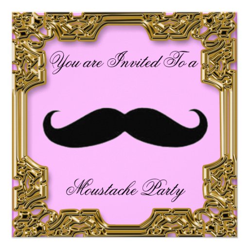 Moustache  Birthday Party Invitation Pink