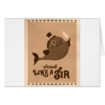 Moustache Fish - Drink Like a Sir Greeting Cards