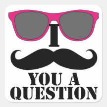 Moustache Humor with Pink Sunglasses Stickers