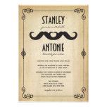 Moustache Love Vintage Old Brown Paper Gay Wedding invitations