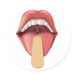 Mouth With Tongue Depressor Round Sticker